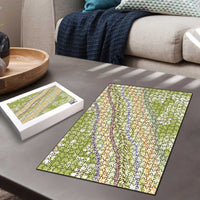 Green Palaka Hawaii Leis Puzzle Hawaiian-plaid Elegant Tropical Vibes - Polynesian Pride