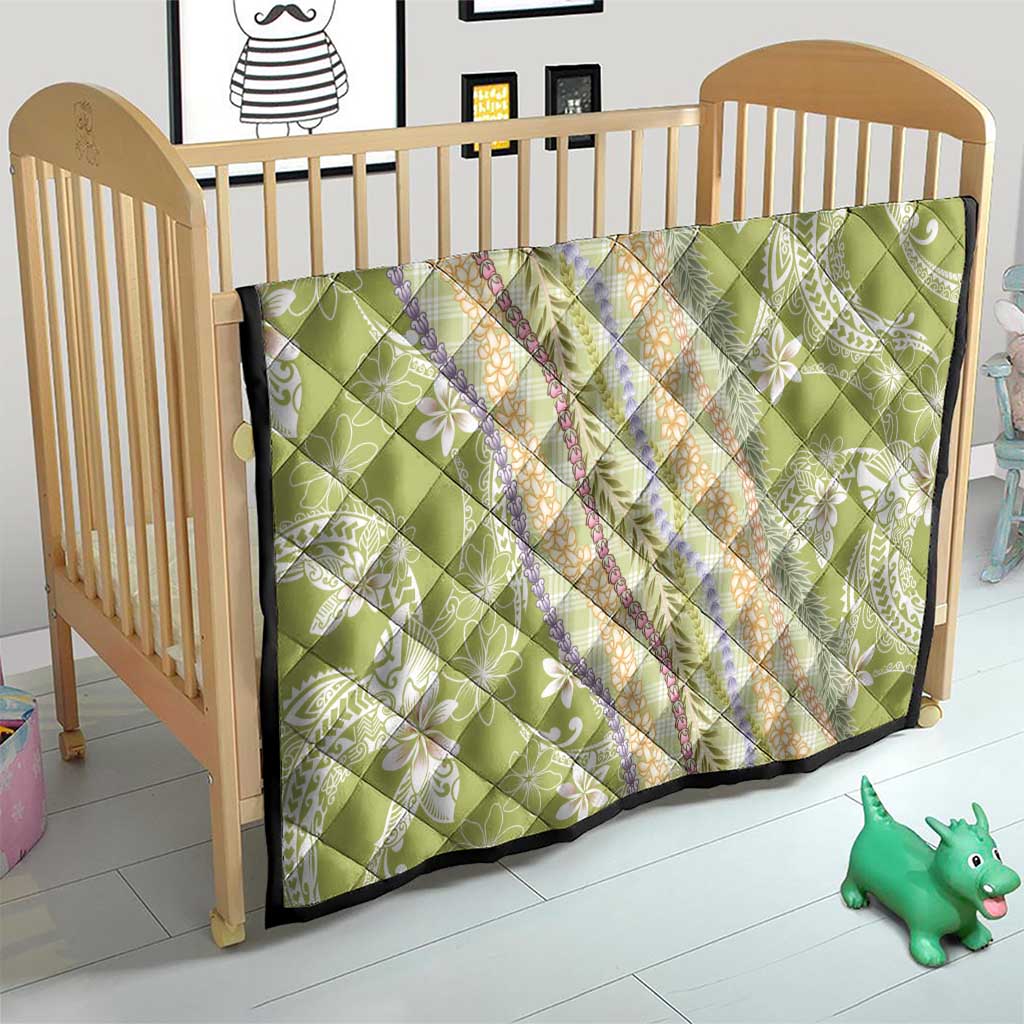 Green Palaka Hawaii Leis Quilt Hawaiian-plaid Elegant Tropical Vibes - Polynesian Pride