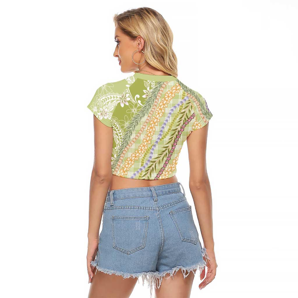 Green Palaka Hawaii Leis Raglan Cropped T Shirt Hawaiian-plaid Elegant Tropical Vibes LT14 - Polynesian Pride