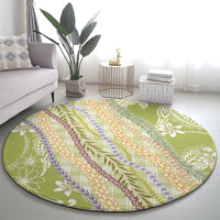 Green Palaka Hawaii Leis Round Carpet Hawaiian-plaid Elegant Tropical Vibes - Polynesian Pride