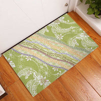 Green Palaka Hawaii Leis Rubber Doormat Hawaiian-plaid Elegant Tropical Vibes LT14 - Polynesian Pride