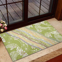 Green Palaka Hawaii Leis Rubber Doormat Hawaiian-plaid Elegant Tropical Vibes LT14 - Polynesian Pride