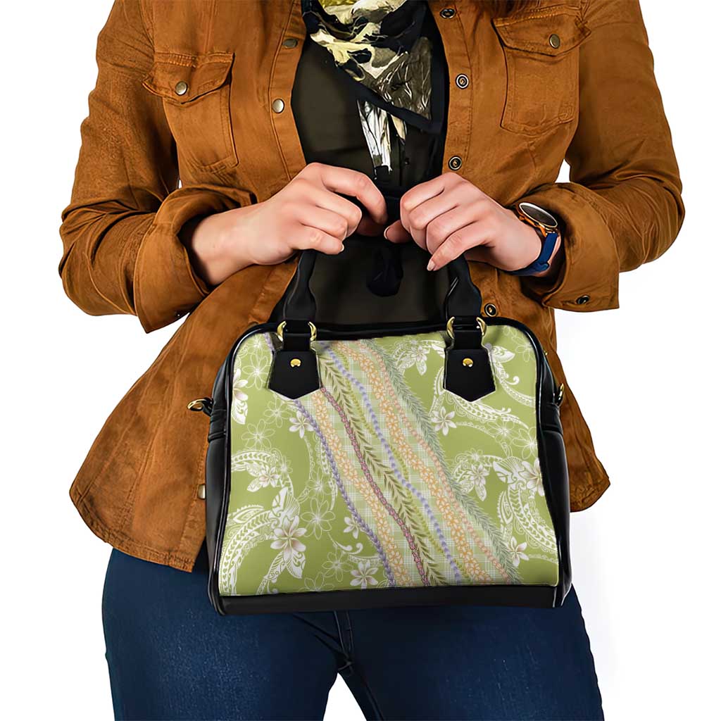 Green Palaka Hawaii Leis Shoulder Handbag Hawaiian-plaid Elegant Tropical Vibes LT14 - Polynesian Pride