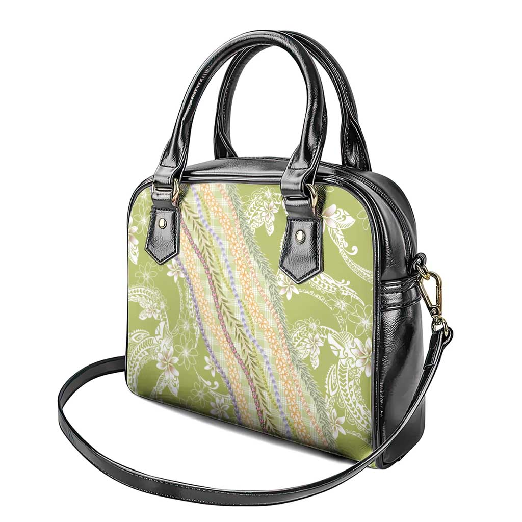 Green Palaka Hawaii Leis Shoulder Handbag Hawaiian-plaid Elegant Tropical Vibes LT14 - Polynesian Pride