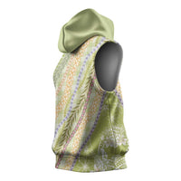 Green Palaka Hawaii Leis Sleeveless Hoodie Hawaiian-plaid Elegant Tropical Vibes LT14 - Polynesian Pride