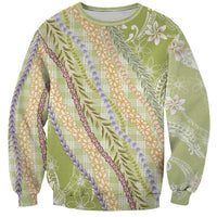 Green Palaka Hawaii Leis Sweatshirt Hawaiian-plaid Elegant Tropical Vibes LT14 Unisex Green - Polynesian Pride