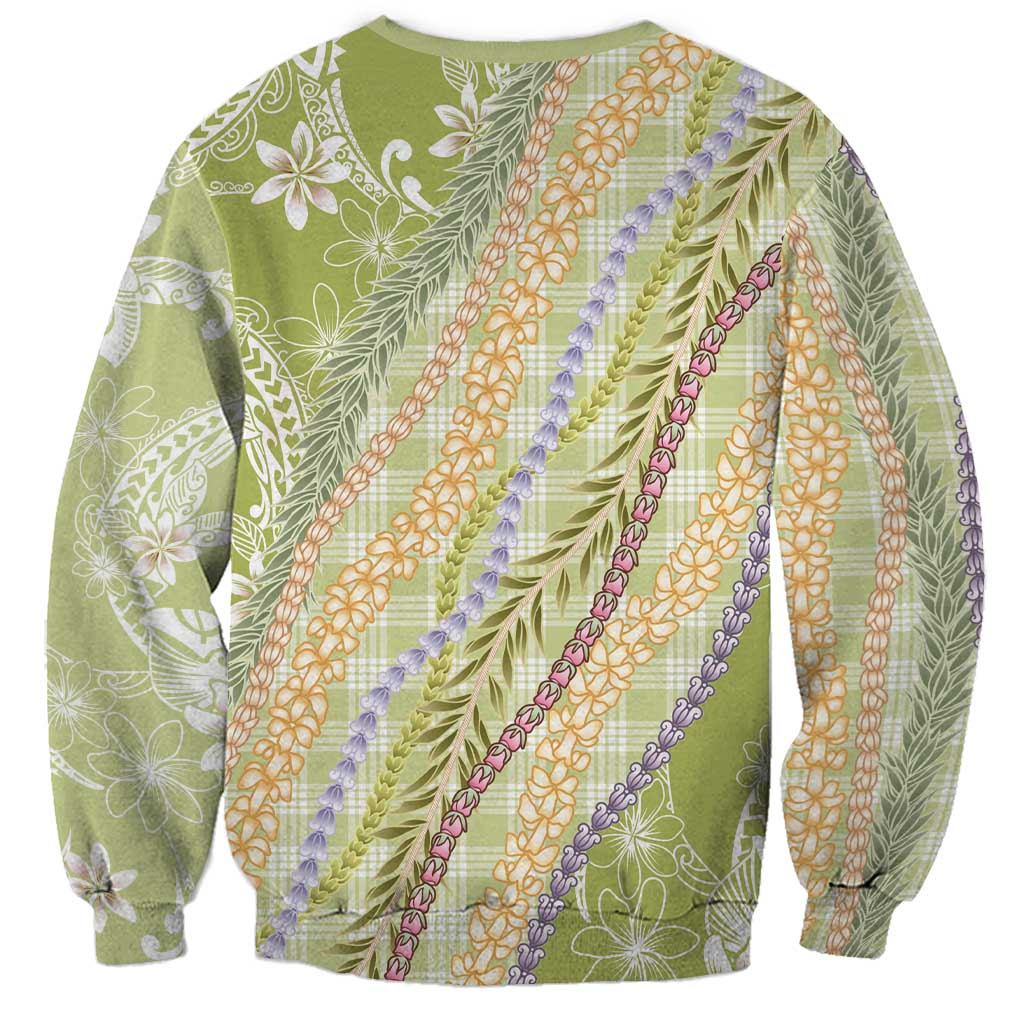 Green Palaka Hawaii Leis Sweatshirt Hawaiian-plaid Elegant Tropical Vibes LT14 - Polynesian Pride