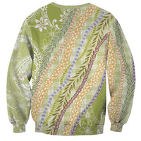 Green Palaka Hawaii Leis Sweatshirt Hawaiian-plaid Elegant Tropical Vibes LT14 - Polynesian Pride