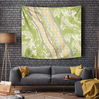Green Palaka Hawaii Leis Tapestry Hawaiian-plaid Elegant Tropical Vibes - Polynesian Pride