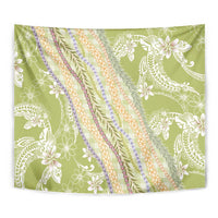 Green Palaka Hawaii Leis Tapestry Hawaiian-plaid Elegant Tropical Vibes - Polynesian Pride