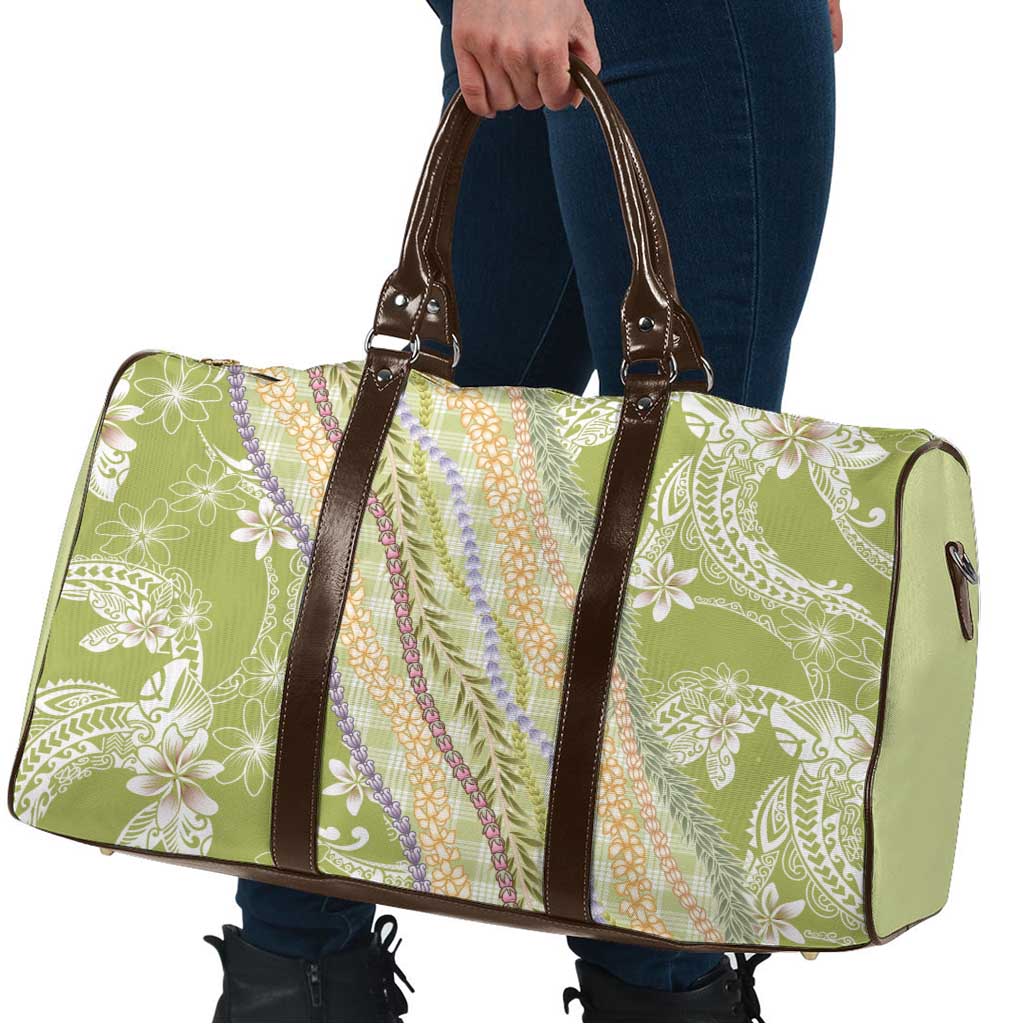 Green Palaka Hawaii Leis Travel Bag Hawaiian-plaid Elegant Tropical Vibes LT14 - Polynesian Pride