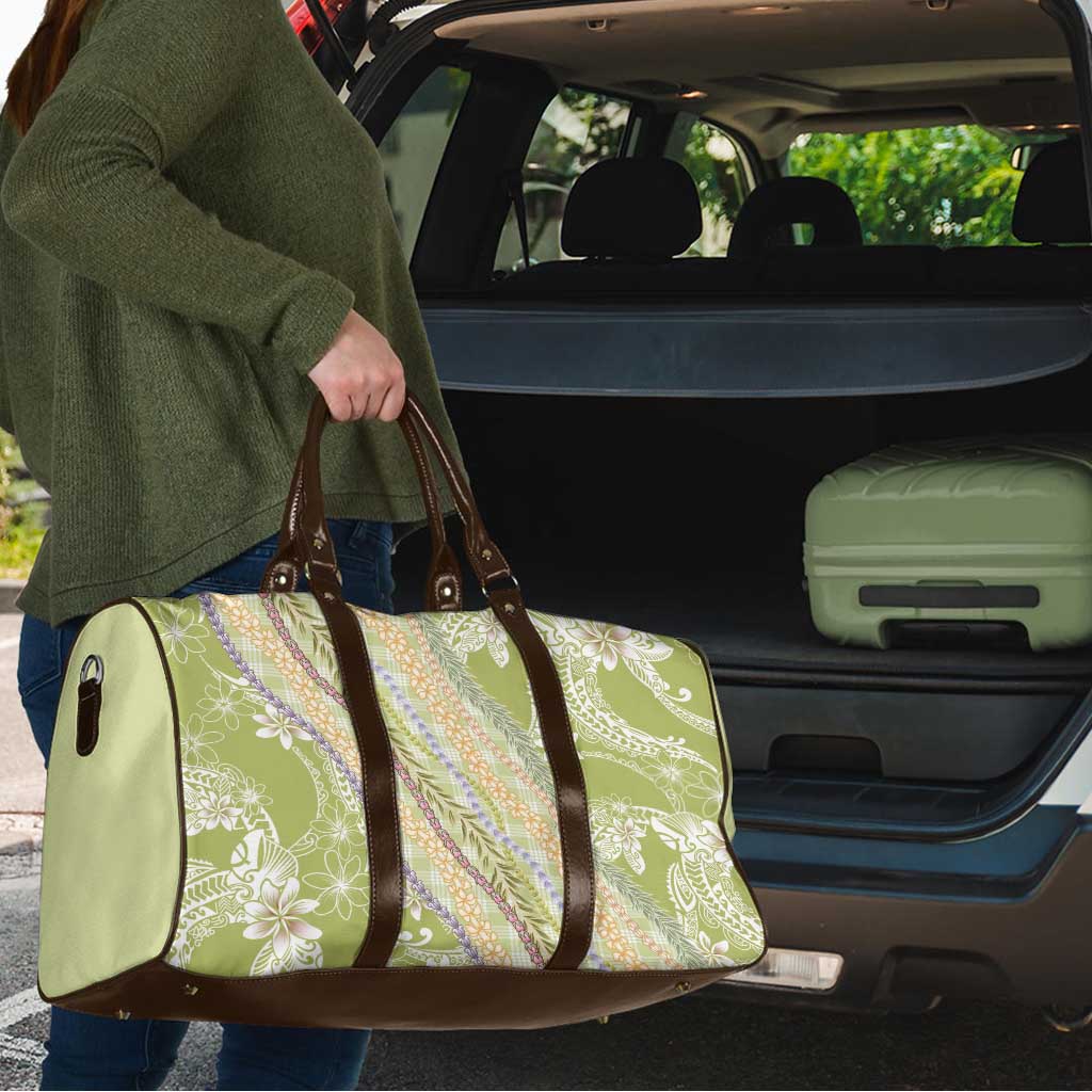 Green Palaka Hawaii Leis Travel Bag Hawaiian-plaid Elegant Tropical Vibes LT14 - Polynesian Pride