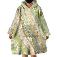 Green Palaka Hawaii Leis Wearable Blanket Hoodie Hawaiian-plaid Elegant Tropical Vibes LT14 - Polynesian Pride