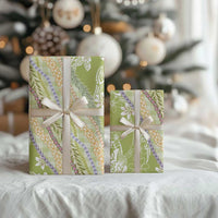 Green Palaka Hawaii Leis Wrapping Paper Hawaiian-plaid Elegant Tropical Vibes LT14 - Polynesian Pride