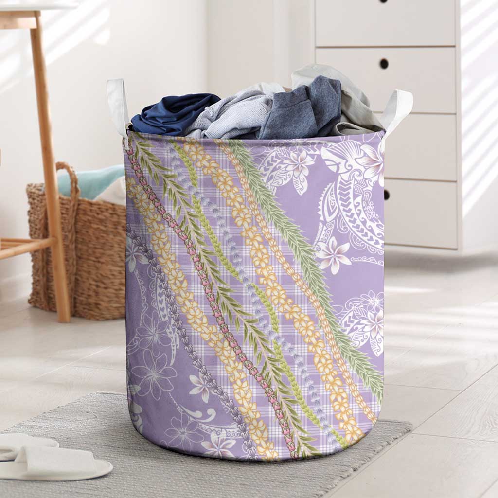 Purple Palaka Hawaii Leis Laundry Basket Hawaiian-plaid Elegant Tropical Vibes LT14 Purple - Polynesian Pride