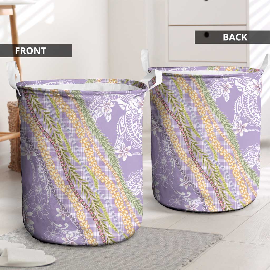 Purple Palaka Hawaii Leis Laundry Basket Hawaiian-plaid Elegant Tropical Vibes LT14 - Polynesian Pride