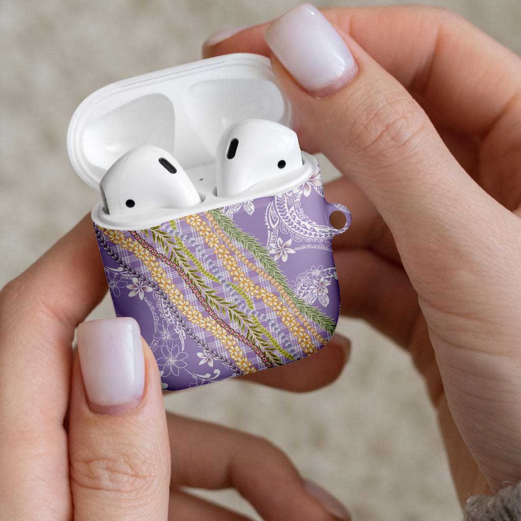 Purple Palaka Hawaii Leis AirPods Case Hawaiian-plaid Elegant Tropical Vibes LT14 - Polynesian Pride