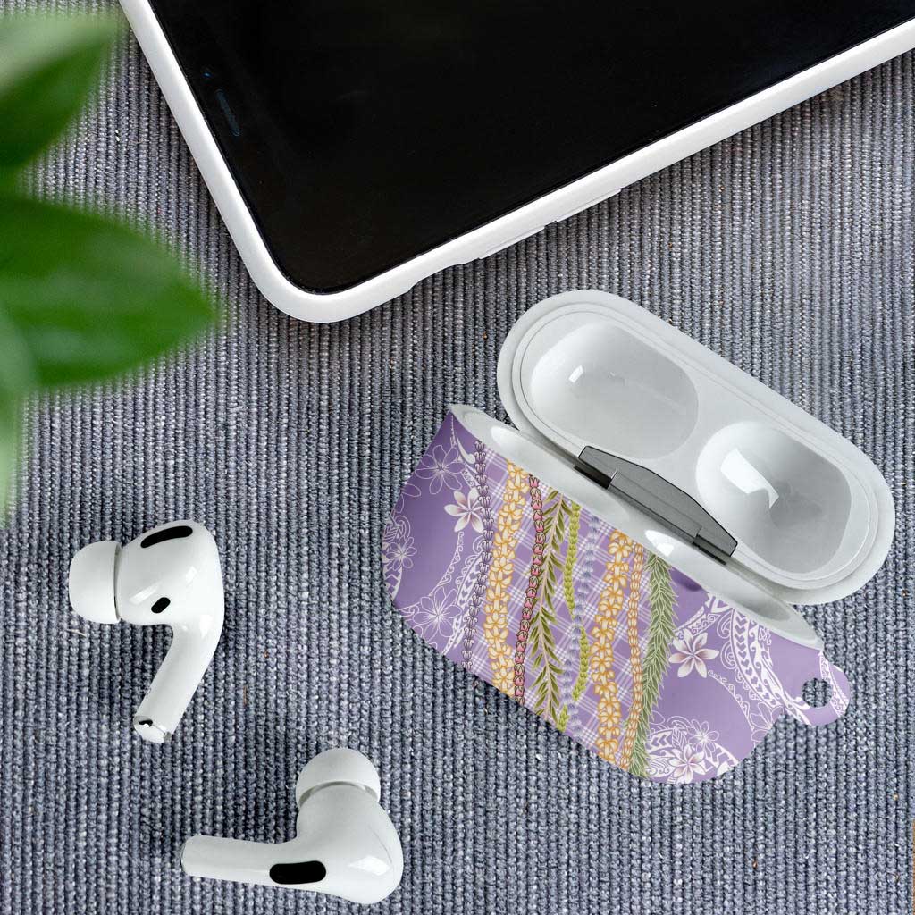 Purple Palaka Hawaii Leis AirPods Case Hawaiian-plaid Elegant Tropical Vibes LT14 - Polynesian Pride