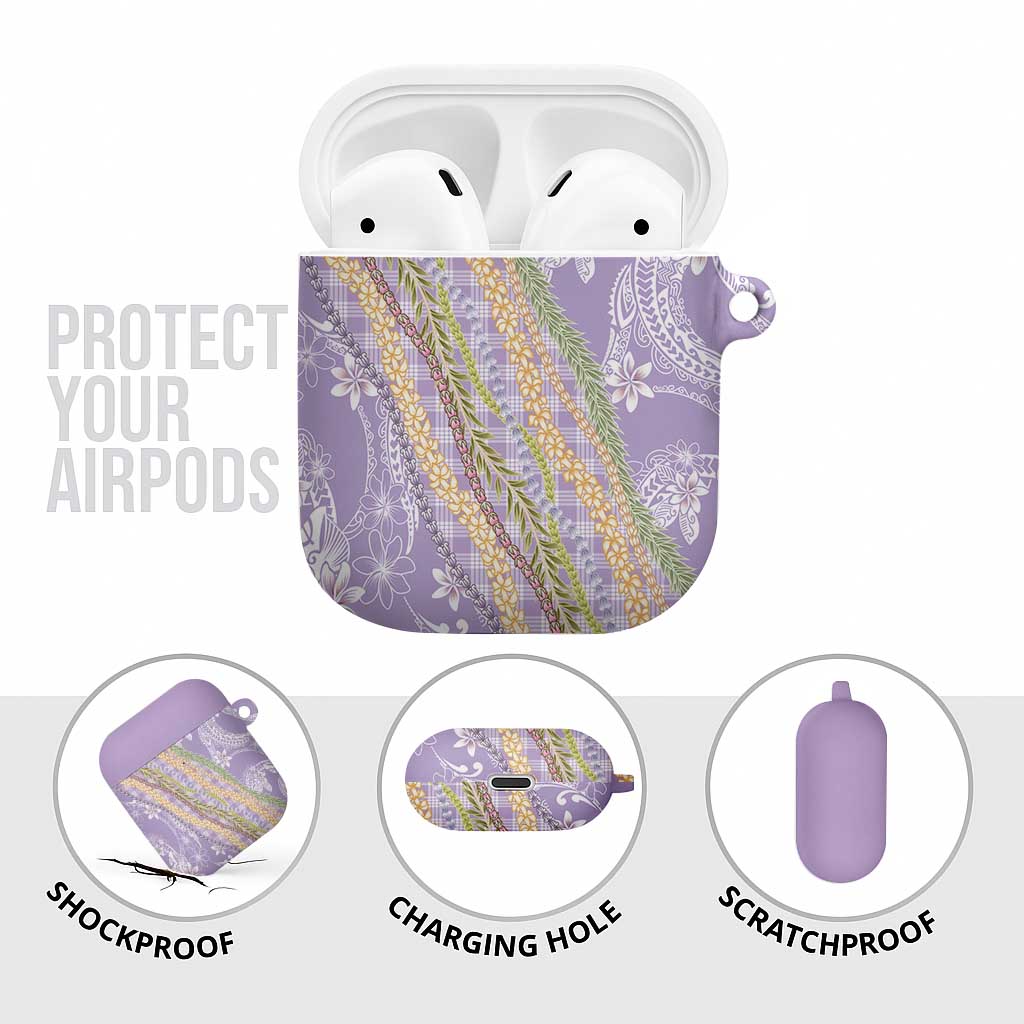 Purple Palaka Hawaii Leis AirPods Case Hawaiian-plaid Elegant Tropical Vibes LT14 - Polynesian Pride
