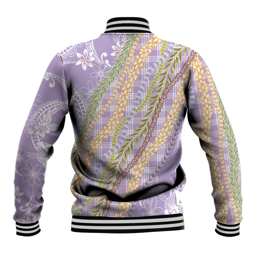 Purple Palaka Hawaii Leis Baseball Jacket Hawaiian-plaid Elegant Tropical Vibes LT14 - Polynesian Pride