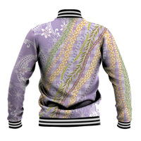 Purple Palaka Hawaii Leis Baseball Jacket Hawaiian-plaid Elegant Tropical Vibes LT14 - Polynesian Pride
