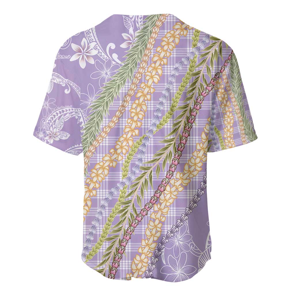 Purple Palaka Hawaii Leis Baseball Jersey Hawaiian-plaid Elegant Tropical Vibes - Polynesian Pride