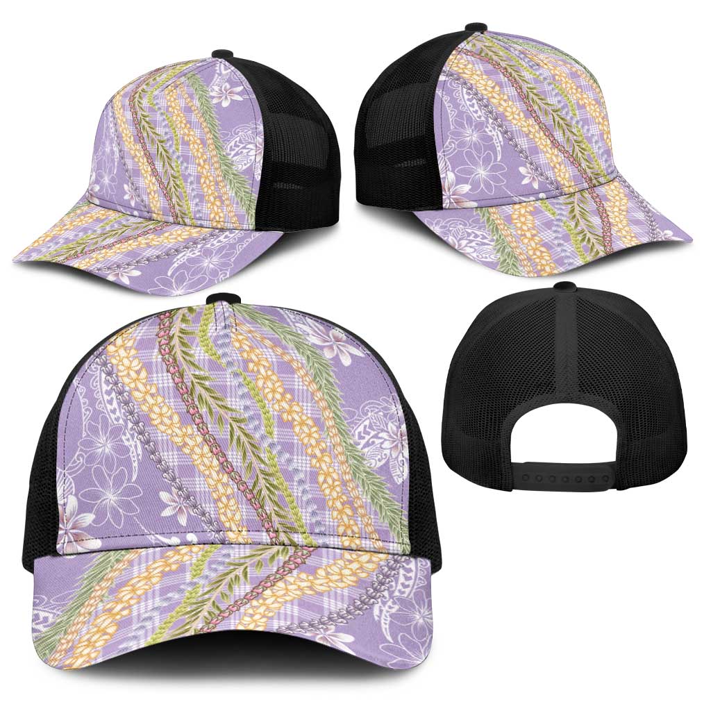 Purple Palaka Hawaii Leis Baseball Net Cap Hawaiian-plaid Elegant Tropical Vibes LT14 - Polynesian Pride