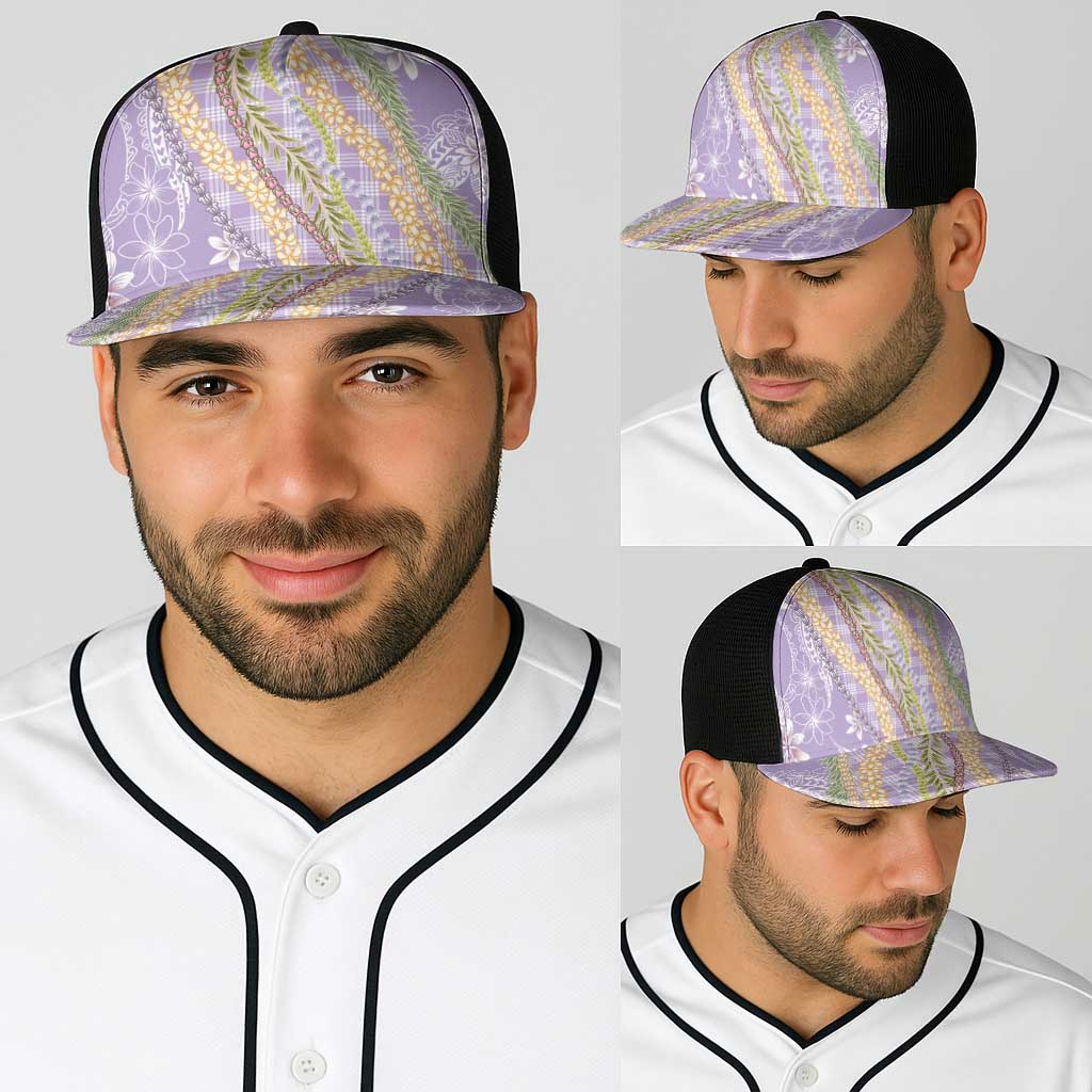 Purple Palaka Hawaii Leis Baseball Net Cap Hawaiian-plaid Elegant Tropical Vibes LT14 - Polynesian Pride