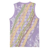 Purple Palaka Hawaii Leis Basketball Jersey Hawaiian-plaid Elegant Tropical Vibes LT14 - Polynesian Pride
