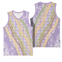 Purple Palaka Hawaii Leis Basketball Jersey Hawaiian-plaid Elegant Tropical Vibes LT14 - Polynesian Pride