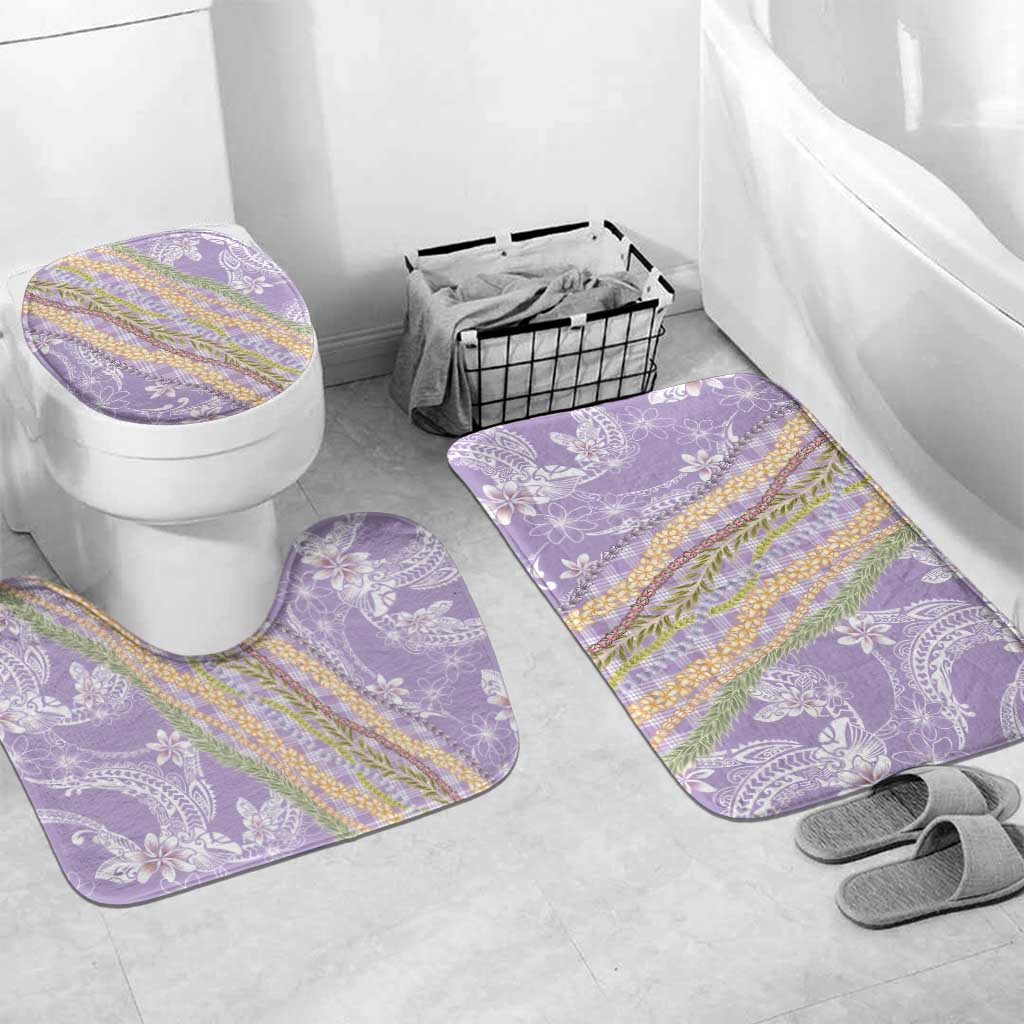 Purple Palaka Hawaii Leis Bathroom Set Hawaiian-plaid Elegant Tropical Vibes - Polynesian Pride