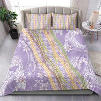 Purple Palaka Hawaii Leis Bedding Set Hawaiian-plaid Elegant Tropical Vibes - Polynesian Pride