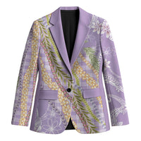 Purple Palaka Hawaii Leis Blazer Hawaiian-plaid Elegant Tropical Vibes - Polynesian Pride