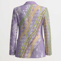 Purple Palaka Hawaii Leis Blazer Hawaiian-plaid Elegant Tropical Vibes - Polynesian Pride