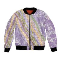 Purple Palaka Hawaii Leis Bomber Jacket Hawaiian-plaid Elegant Tropical Vibes LT14 Unisex Purple - Polynesian Pride