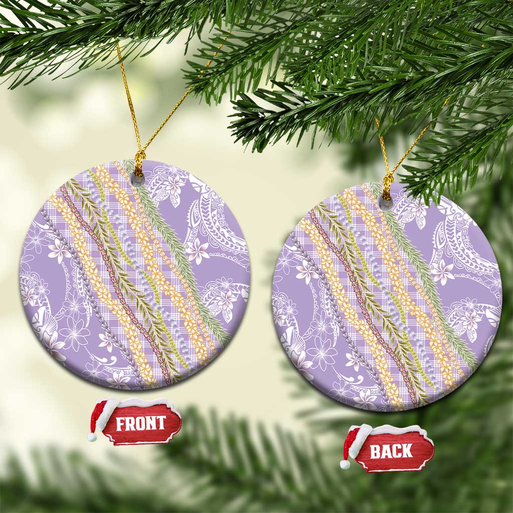 Purple Palaka Hawaii Leis Ceramic Ornament Hawaiian-plaid Elegant Tropical Vibes LT14 Circle Purple - Polynesian Pride