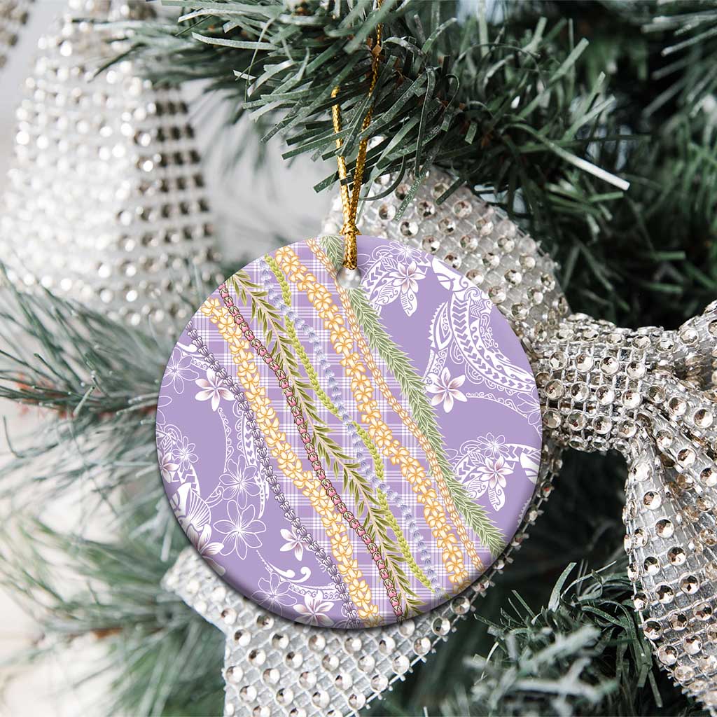 Purple Palaka Hawaii Leis Ceramic Ornament Hawaiian-plaid Elegant Tropical Vibes LT14 - Polynesian Pride