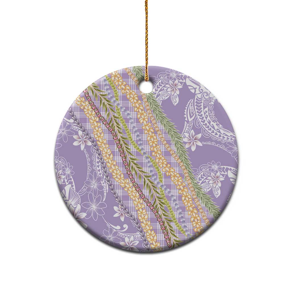 Purple Palaka Hawaii Leis Ceramic Ornament Hawaiian-plaid Elegant Tropical Vibes LT14 - Polynesian Pride