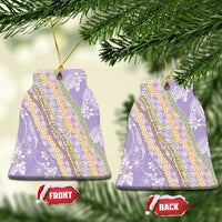 Purple Palaka Hawaii Leis Ceramic Ornament Hawaiian-plaid Elegant Tropical Vibes LT14 Bell Flake Purple - Polynesian Pride