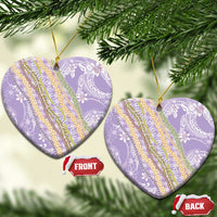 Purple Palaka Hawaii Leis Ceramic Ornament Hawaiian-plaid Elegant Tropical Vibes LT14 Heart Purple - Polynesian Pride