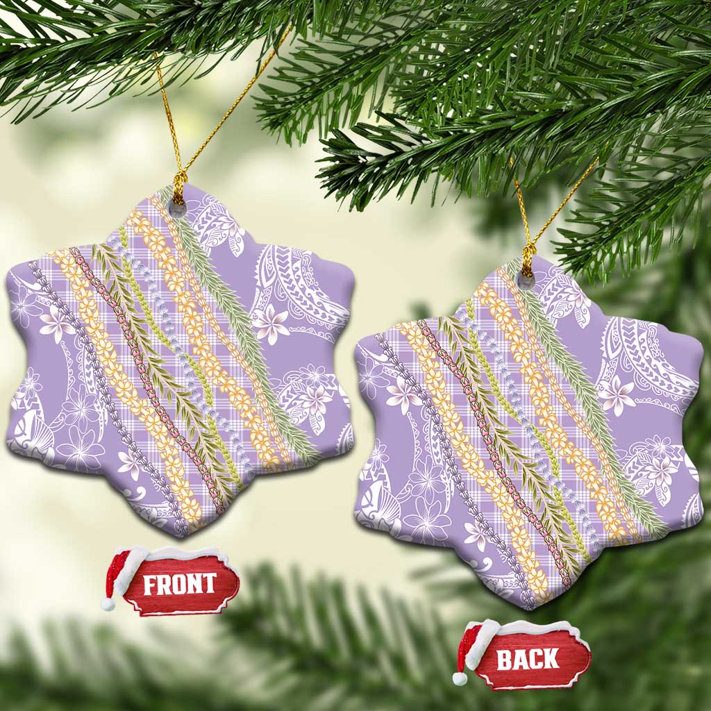 Purple Palaka Hawaii Leis Ceramic Ornament Hawaiian-plaid Elegant Tropical Vibes LT14 Snow Flake Purple - Polynesian Pride