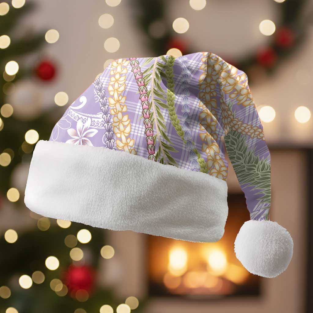 Purple Palaka Hawaii Leis Christmas Santa Hat Hawaiian-plaid Elegant Tropical Vibes LT14 Without Fur Purple - Polynesian Pride