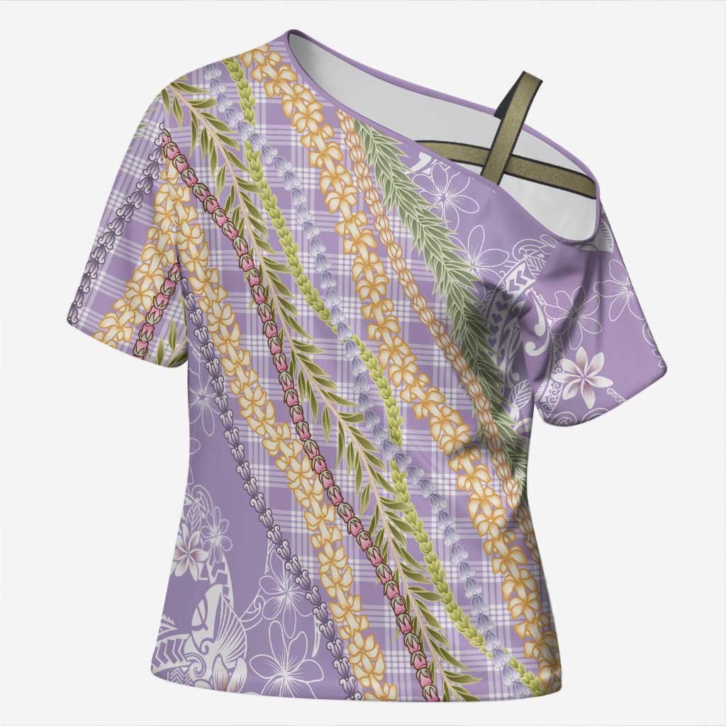Purple Palaka Hawaii Leis Cross Shoulder Shirt Hawaiian-plaid Elegant Tropical Vibes LT14 Female Purple - Polynesian Pride