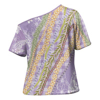 Purple Palaka Hawaii Leis Cross Shoulder Shirt Hawaiian-plaid Elegant Tropical Vibes LT14 - Polynesian Pride