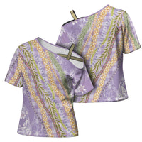 Purple Palaka Hawaii Leis Cross Shoulder Shirt Hawaiian-plaid Elegant Tropical Vibes LT14 - Polynesian Pride