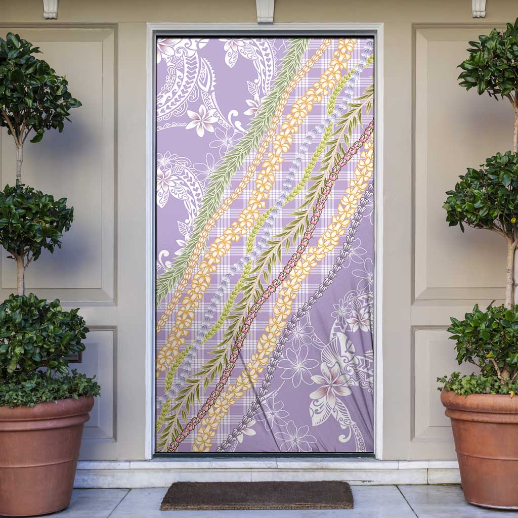 Purple Palaka Hawaii Leis Door Cover Hawaiian-plaid Elegant Tropical Vibes - Polynesian Pride
