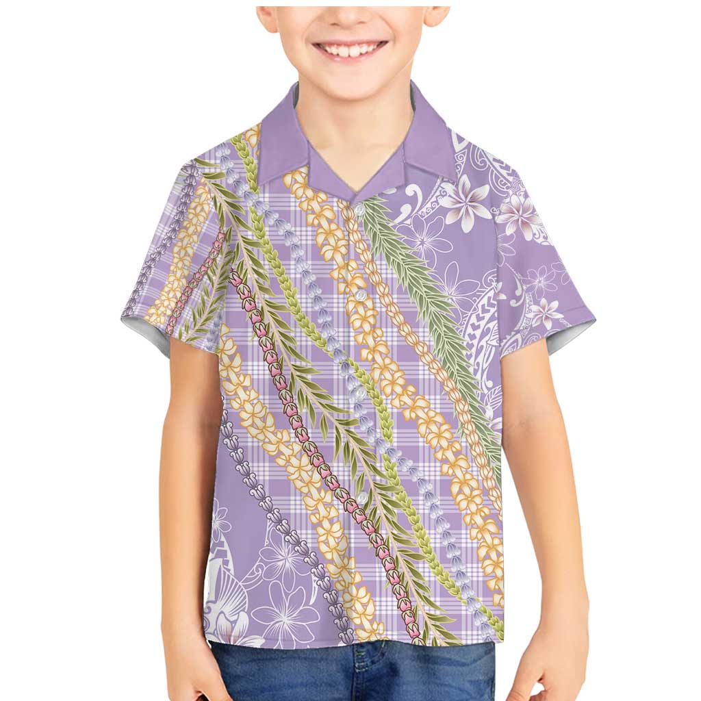 Purple Palaka Hawaii Leis Family Matching Mermaid Dress and Hawaiian Shirt Hawaiian-plaid Elegant Tropical Vibes - Polynesian Pride