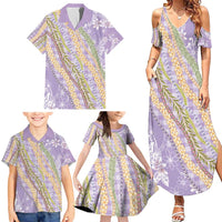 Purple Palaka Hawaii Leis Family Matching Summer Maxi Dress and Hawaiian Shirt Hawaiian-plaid Elegant Tropical Vibes - Polynesian Pride