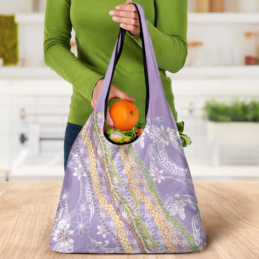 Purple Palaka Hawaii Leis Grocery Bag Hawaiian-plaid Elegant Tropical Vibes LT14 - Polynesian Pride