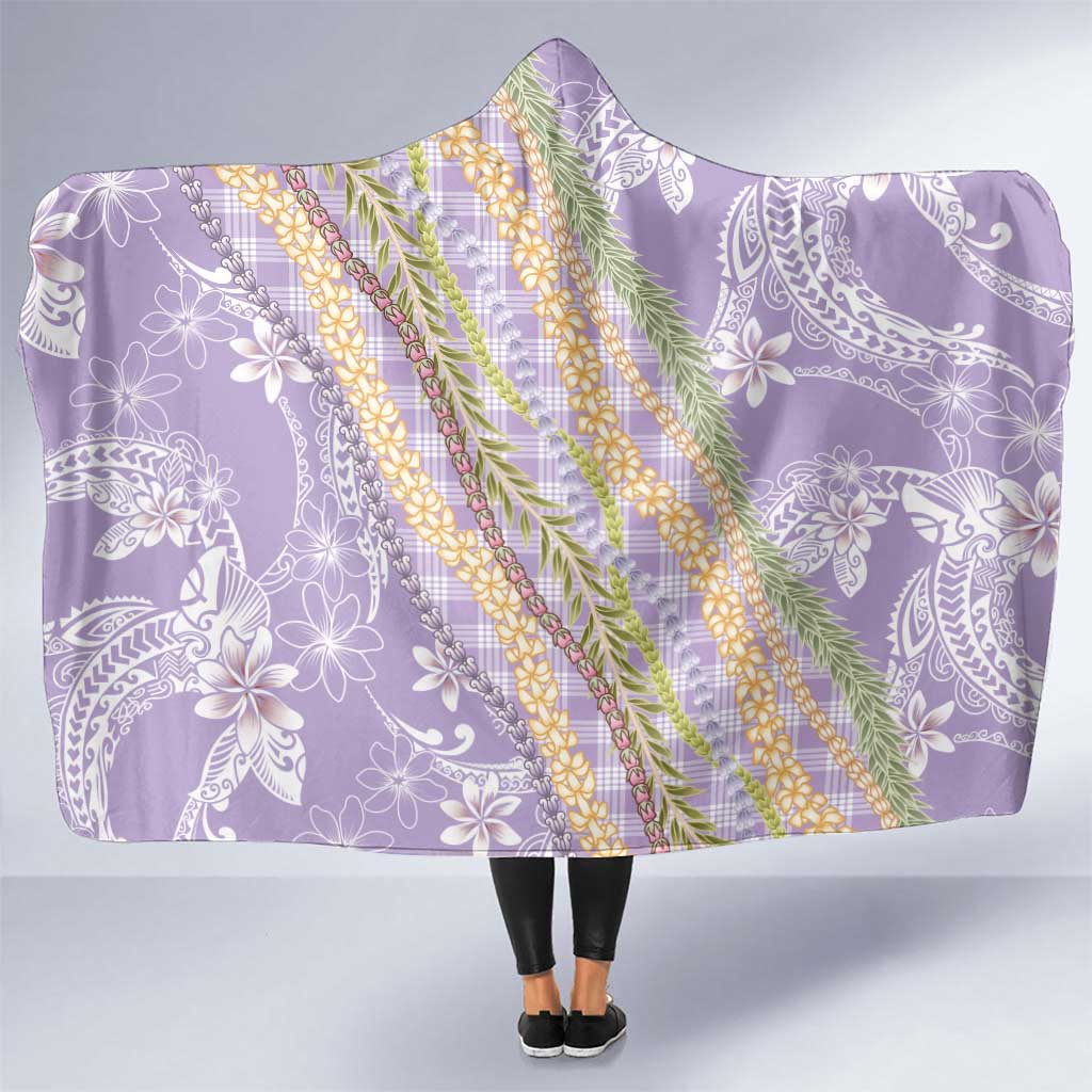 Purple Palaka Hawaii Leis Hooded Blanket Hawaiian-plaid Elegant Tropical Vibes LT14 One Size Purple - Polynesian Pride